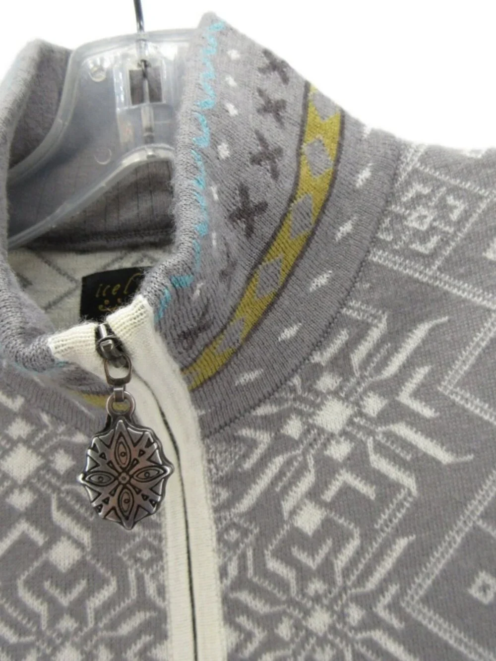 Icelandic Design Sweater Medium Wool Vest Cardigan Nordic Snowflake - Picture 10 of 11